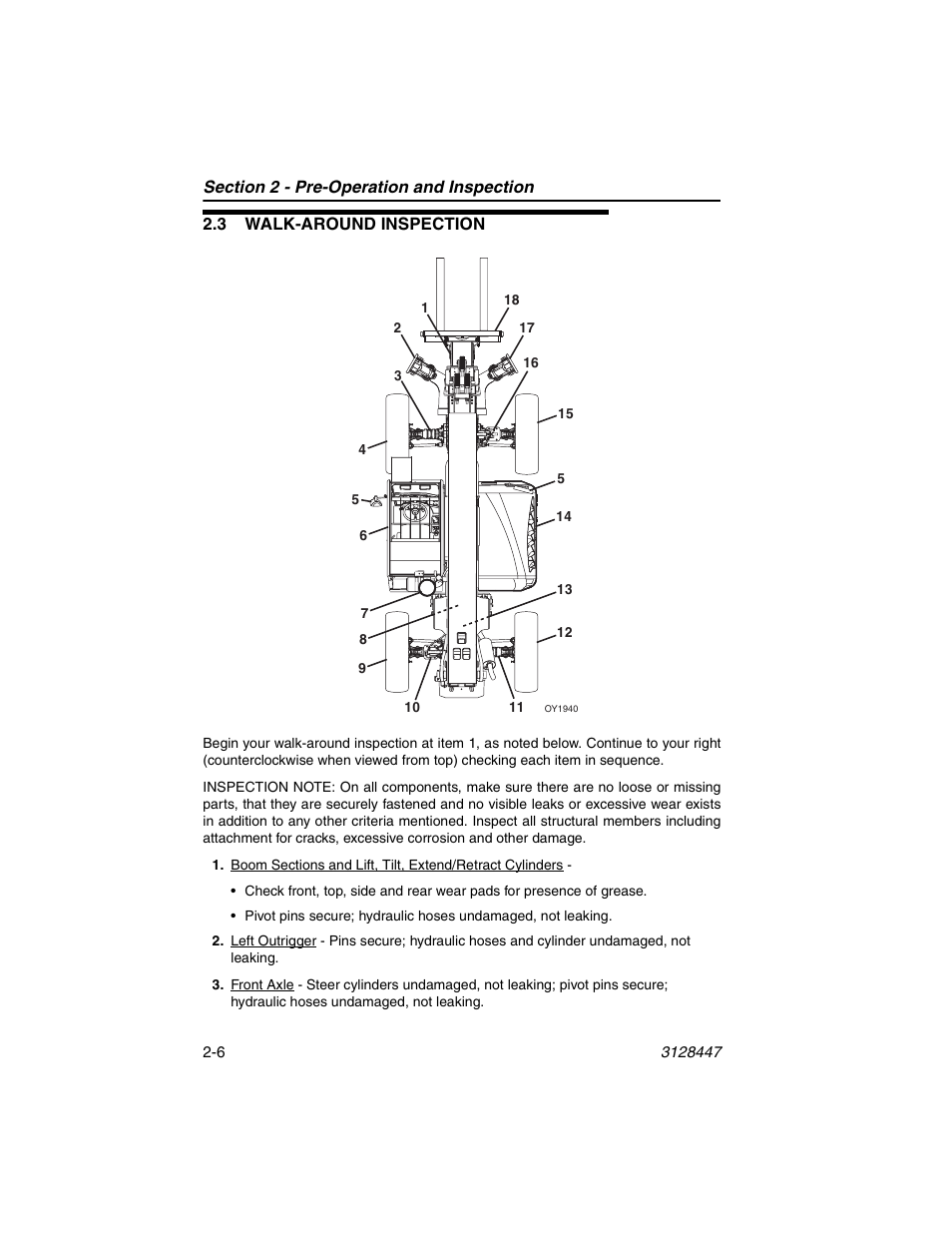 3 walk-around inspection, 3 walk-around inspection -6 | JLG G12-55A AccuPlace Operator Manual User Manual | Page 30 / 142
