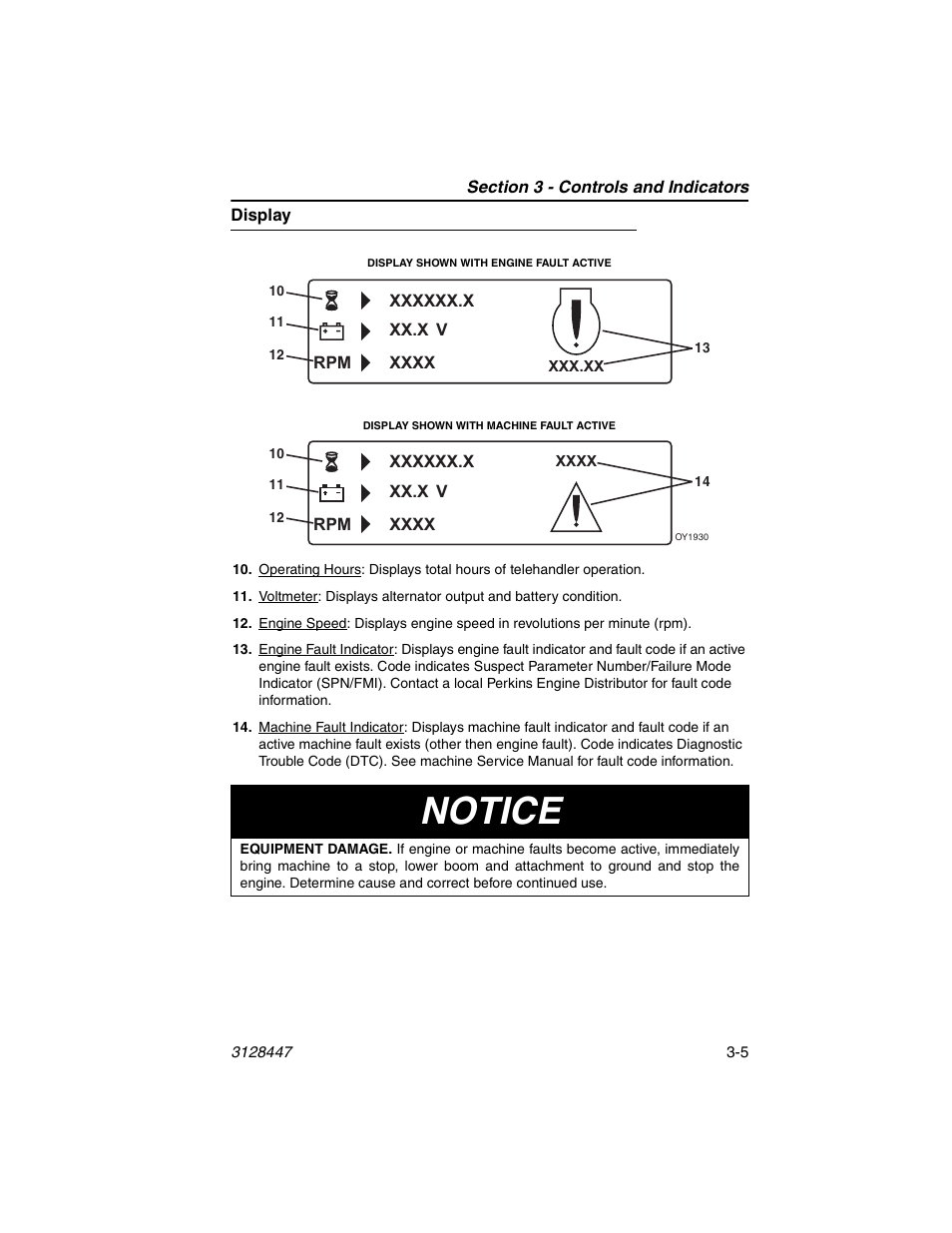 Display, Display -5, Notice | JLG G12-55A AccuPlace Operator Manual User Manual | Page 39 / 142