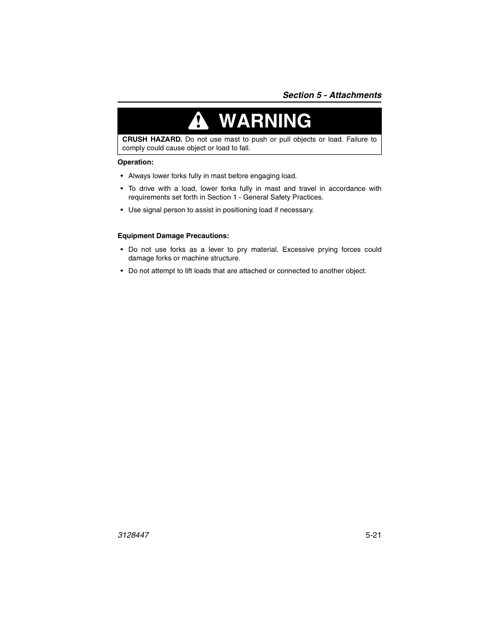 Warning | JLG G12-55A AccuPlace Operator Manual User Manual | Page 89 / 142