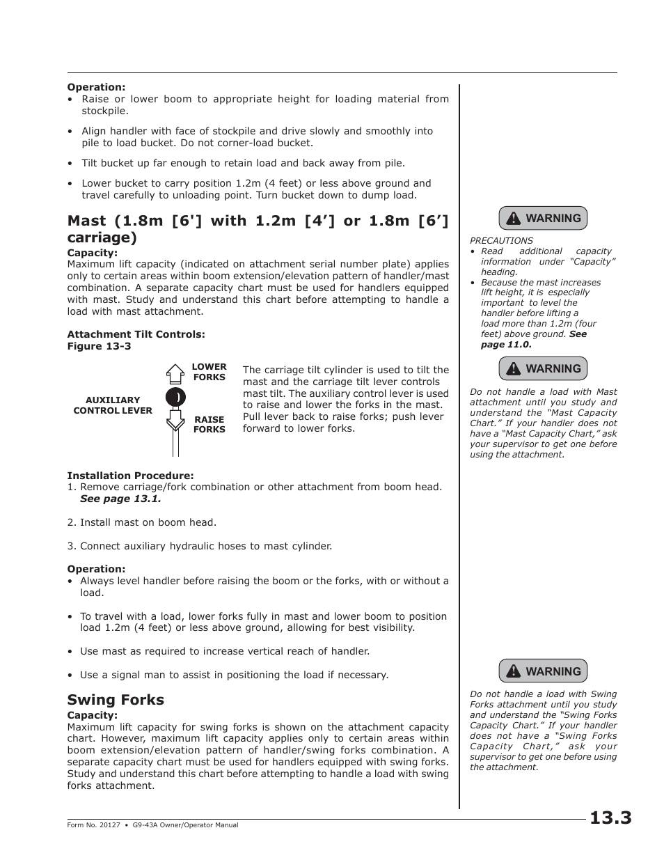 Swing forks | JLG G9-43A (9151-4003) Operator Manual User Manual | Page 43 / 60