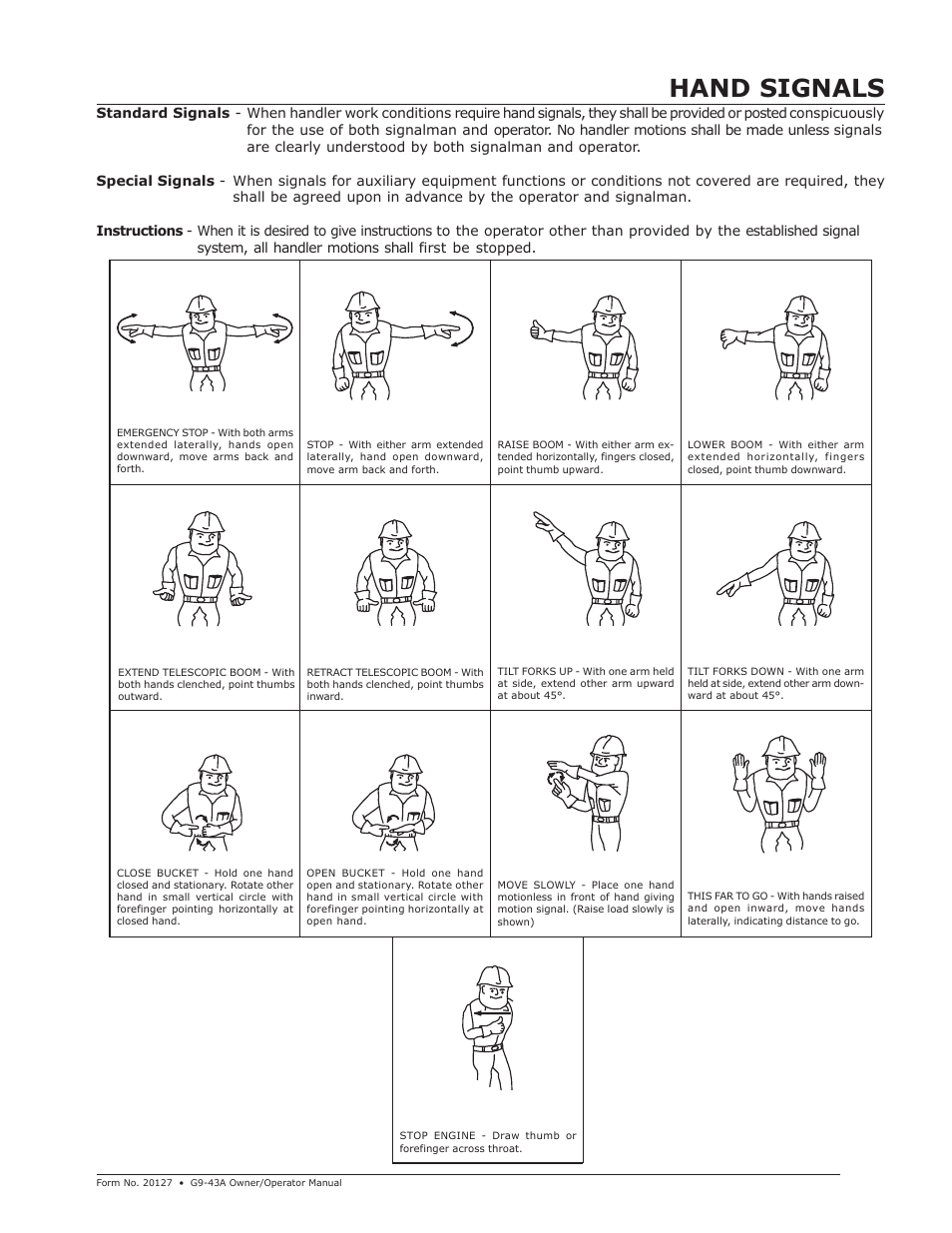 Hand signals | JLG G9-43A (9151-4003) Operator Manual User Manual | Page 59 / 60