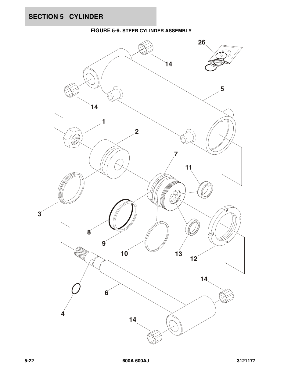 Figure 5-9. steer cylinder assembly | JLG 600A_AJ Parts Manual User Manual | Page 270 / 374