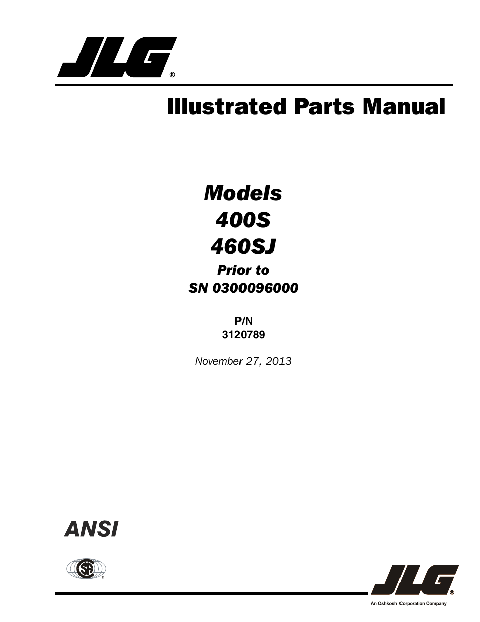 JLG 460SJ ANSI Parts Manual User Manual | 346 pages