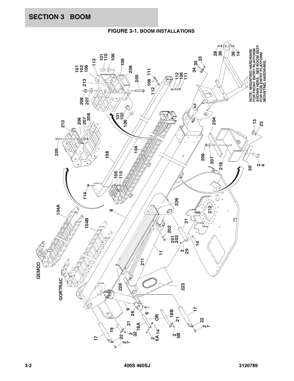 Figure 3-1. boom installations, Figure 3-1 | JLG 460SJ ANSI Parts Manual User Manual | Page 188 / 346