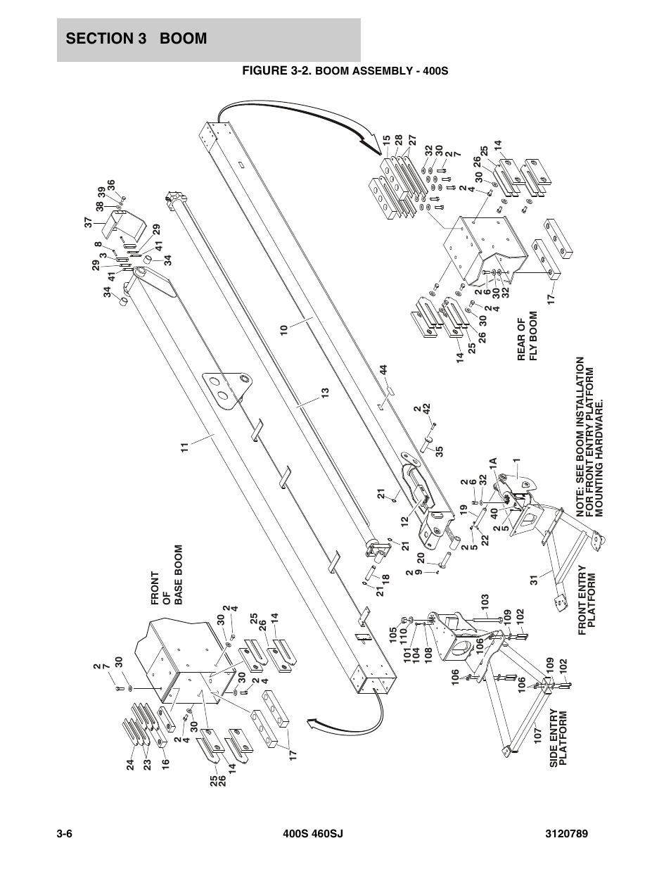 Figure 3-2. boom assembly - 400s | JLG 460SJ ANSI Parts Manual User Manual | Page 192 / 346