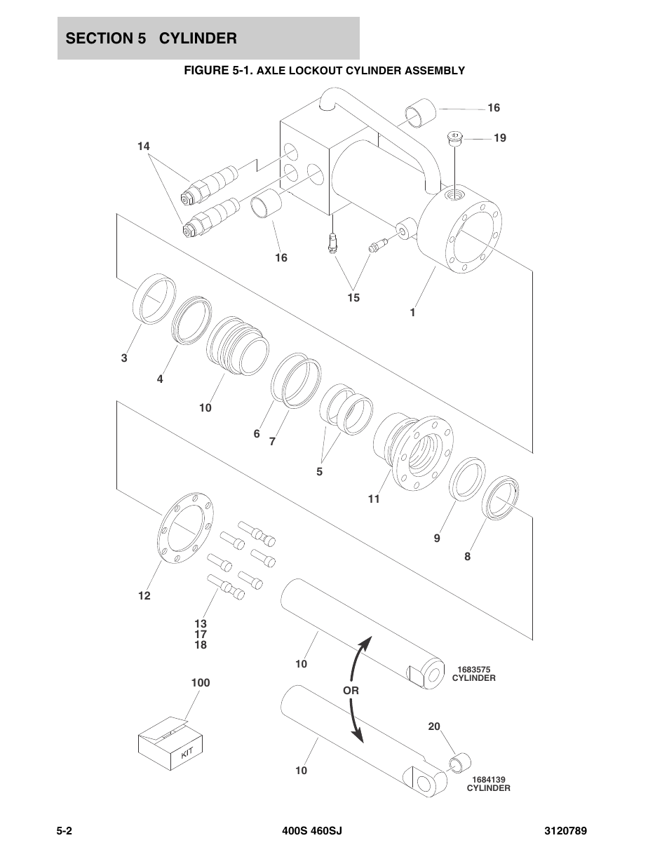 Figure 5-1. axle lockout cylinder assembly | JLG 460SJ ANSI Parts Manual User Manual | Page 240 / 346