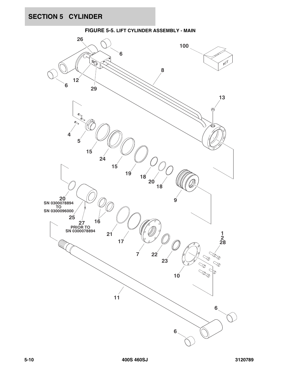 Figure 5-5. lift cylinder assembly - main | JLG 460SJ ANSI Parts Manual User Manual | Page 248 / 346