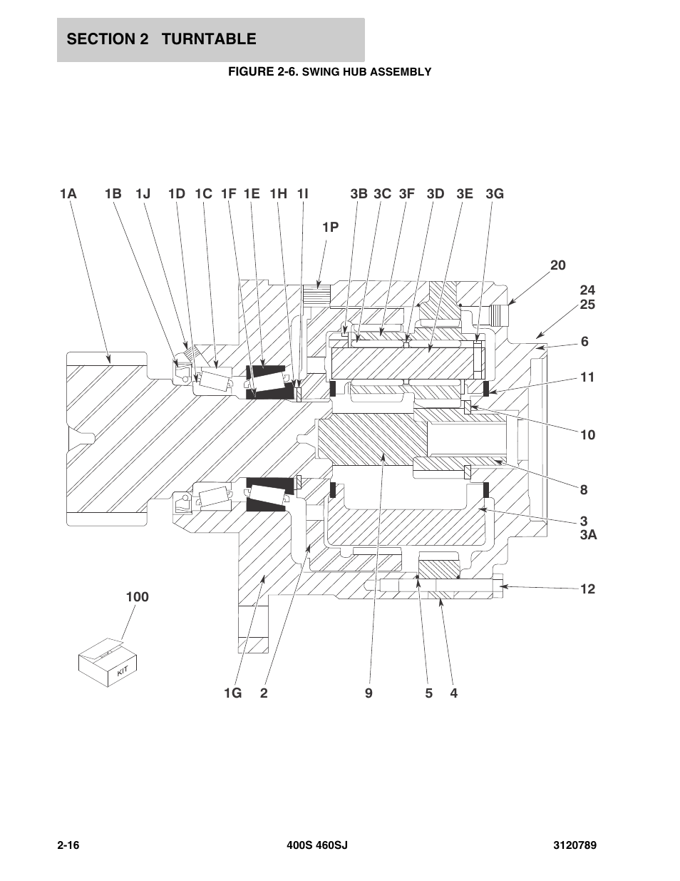 Figure 2-6. swing hub assembly, Swing hu | JLG 460SJ ANSI Parts Manual User Manual | Page 74 / 346