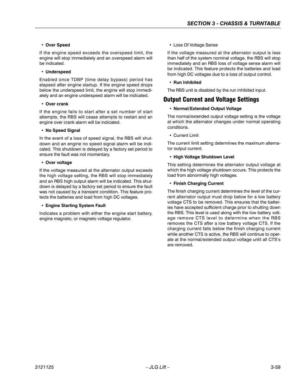 Output current and voltage settings, Output current and voltage settings -59 | JLG M400 ANSI Service Manual User Manual | Page 101 / 256