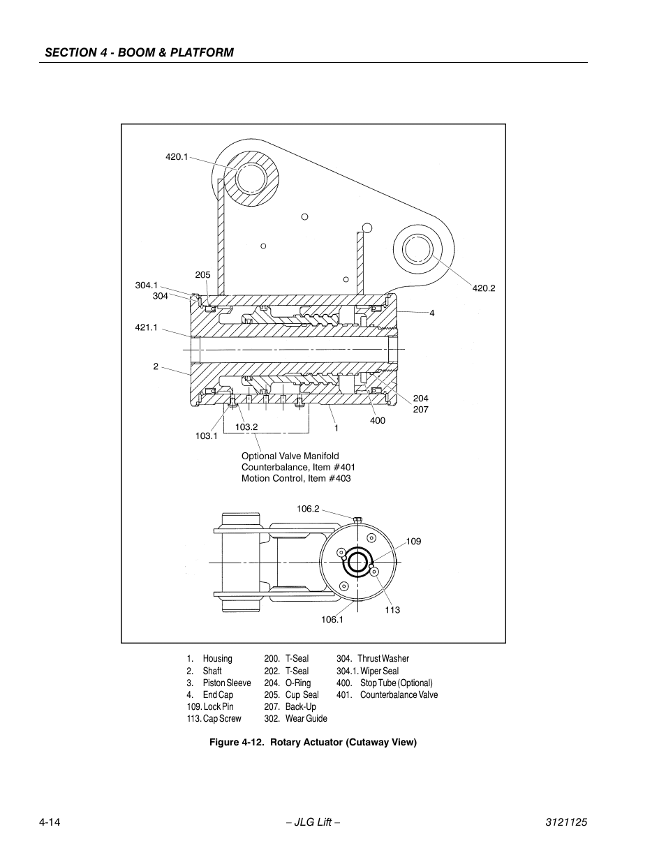 Rotary actuator (cutaway view) -14 | JLG M400 ANSI Service Manual User Manual | Page 130 / 256