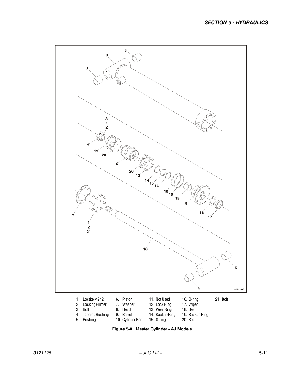Master cylinder - aj models -11 | JLG M400 ANSI Service Manual User Manual | Page 165 / 256