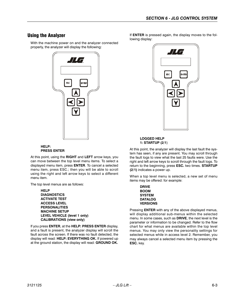 Using the analyzer, Using the analyzer -3 | JLG M400 ANSI Service Manual User Manual | Page 183 / 256