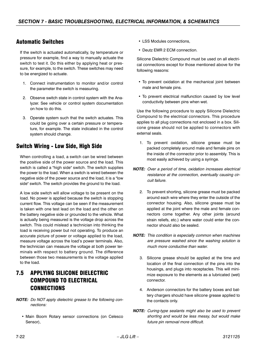 Automatic switches, Switch wiring - low side, high side | JLG M400 ANSI Service Manual User Manual | Page 236 / 256