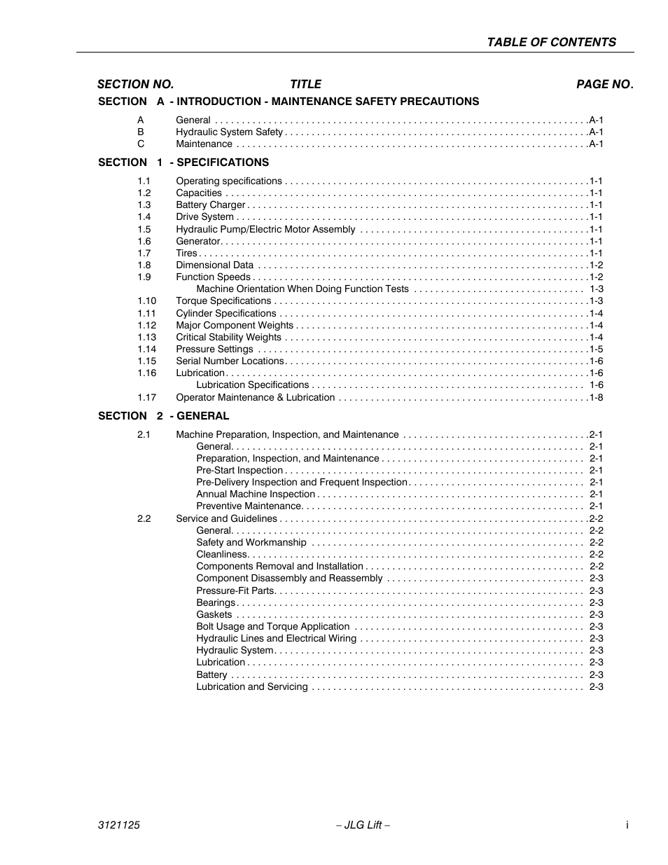 JLG M400 ANSI Service Manual User Manual | Page 5 / 256