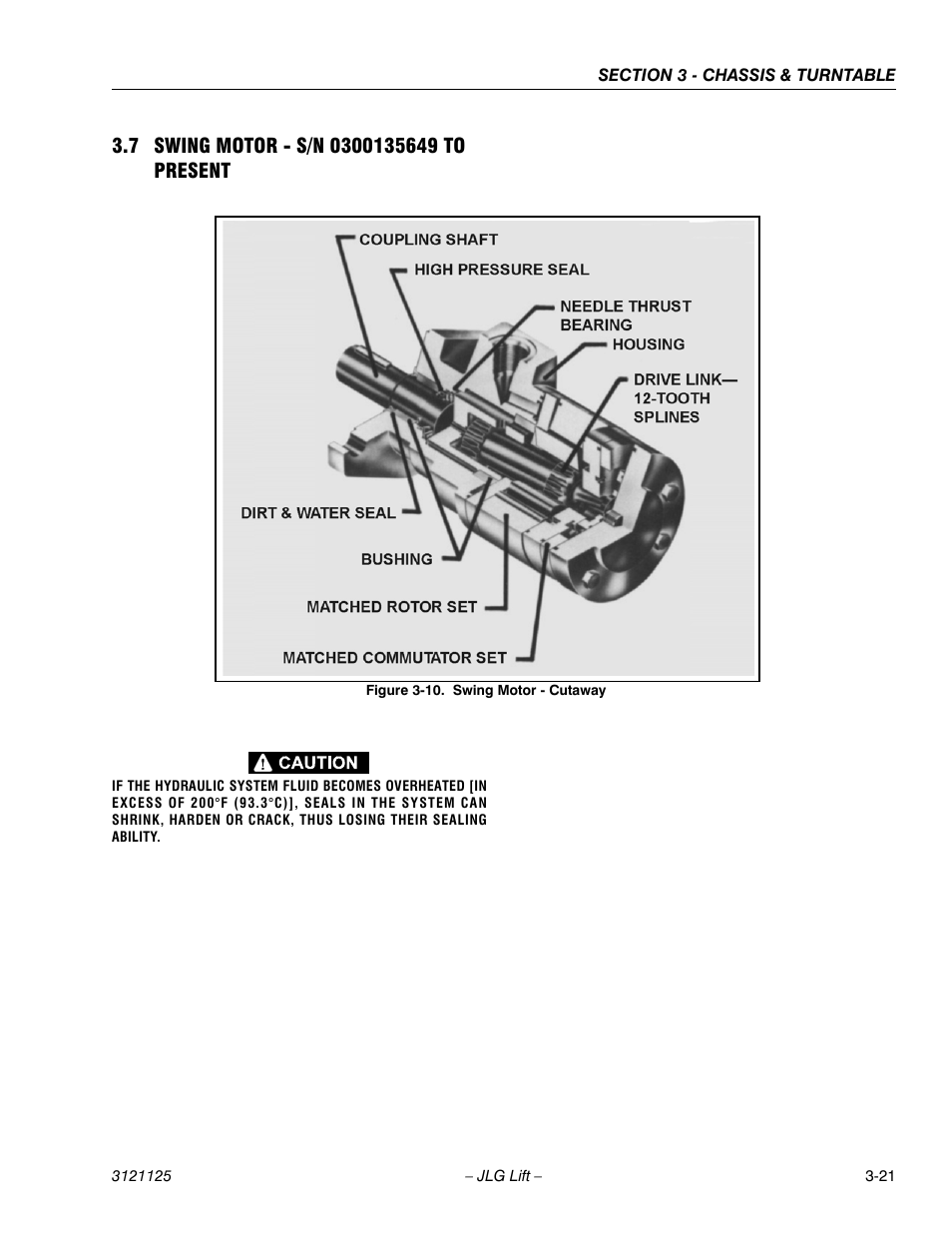 7 swing motor - s/n 0300135649 to present, Swing motor - s/n 0300135649 to present -21, Swing motor - cutaway -21 | JLG M400 ANSI Service Manual User Manual | Page 63 / 256