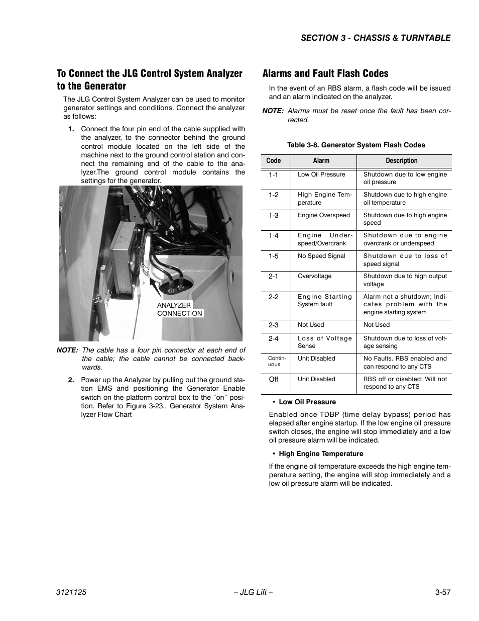 Alarms and fault flash codes, Generator system flash codes -57 | JLG M400 ANSI Service Manual User Manual | Page 99 / 256
