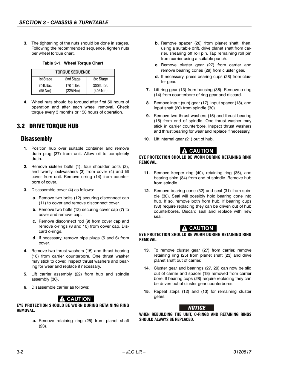 2 drive torque hub, Disassembly, Drive torque hub -2 | Disassembly -2, 2 drive torque hub disassembly | JLG 150HAX Service Manual User Manual | Page 40 / 156