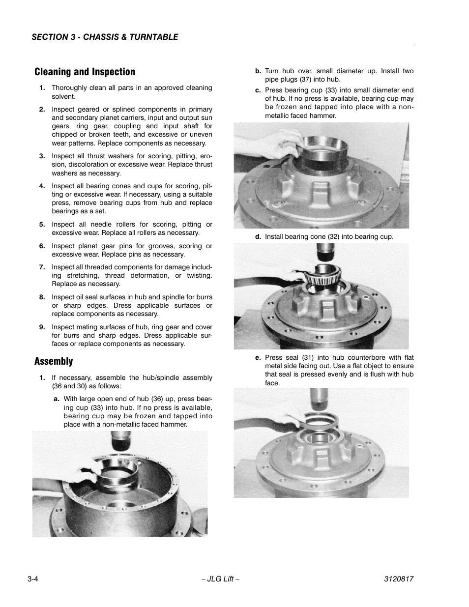 Cleaning and inspection, Assembly, Cleaning and inspection -4 assembly -4 | JLG 150HAX Service Manual User Manual | Page 42 / 156