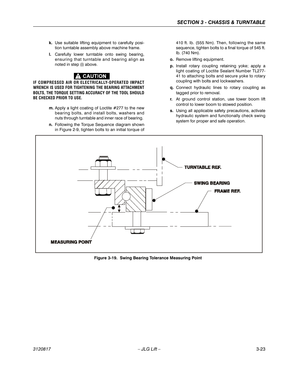 Swing bearing tolerance measuring point -23, Ame. (see figure 3-19.) | JLG 150HAX Service Manual User Manual | Page 61 / 156