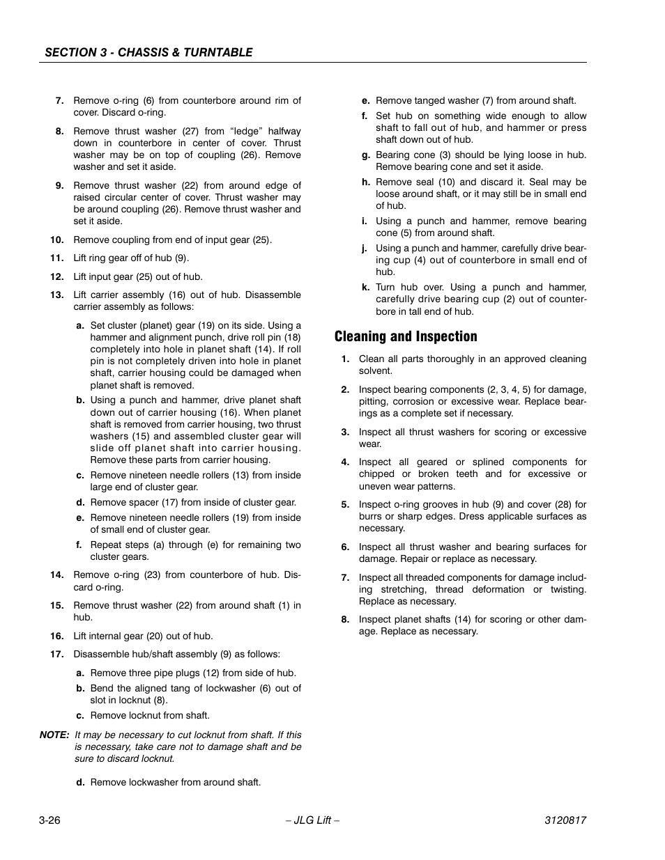 Cleaning and inspection, Cleaning and inspection -26 | JLG 150HAX Service Manual User Manual | Page 64 / 156