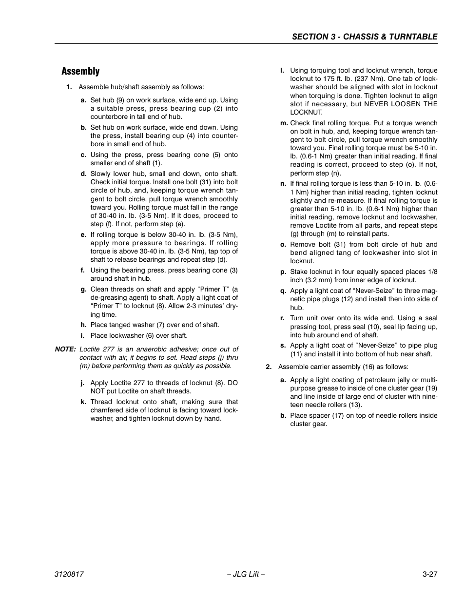 Assembly, Assembly -27 | JLG 150HAX Service Manual User Manual | Page 65 / 156