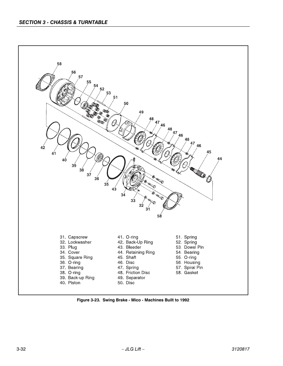 Swing brake - mico - machines built to 1992 -32 | JLG 150HAX Service Manual User Manual | Page 70 / 156