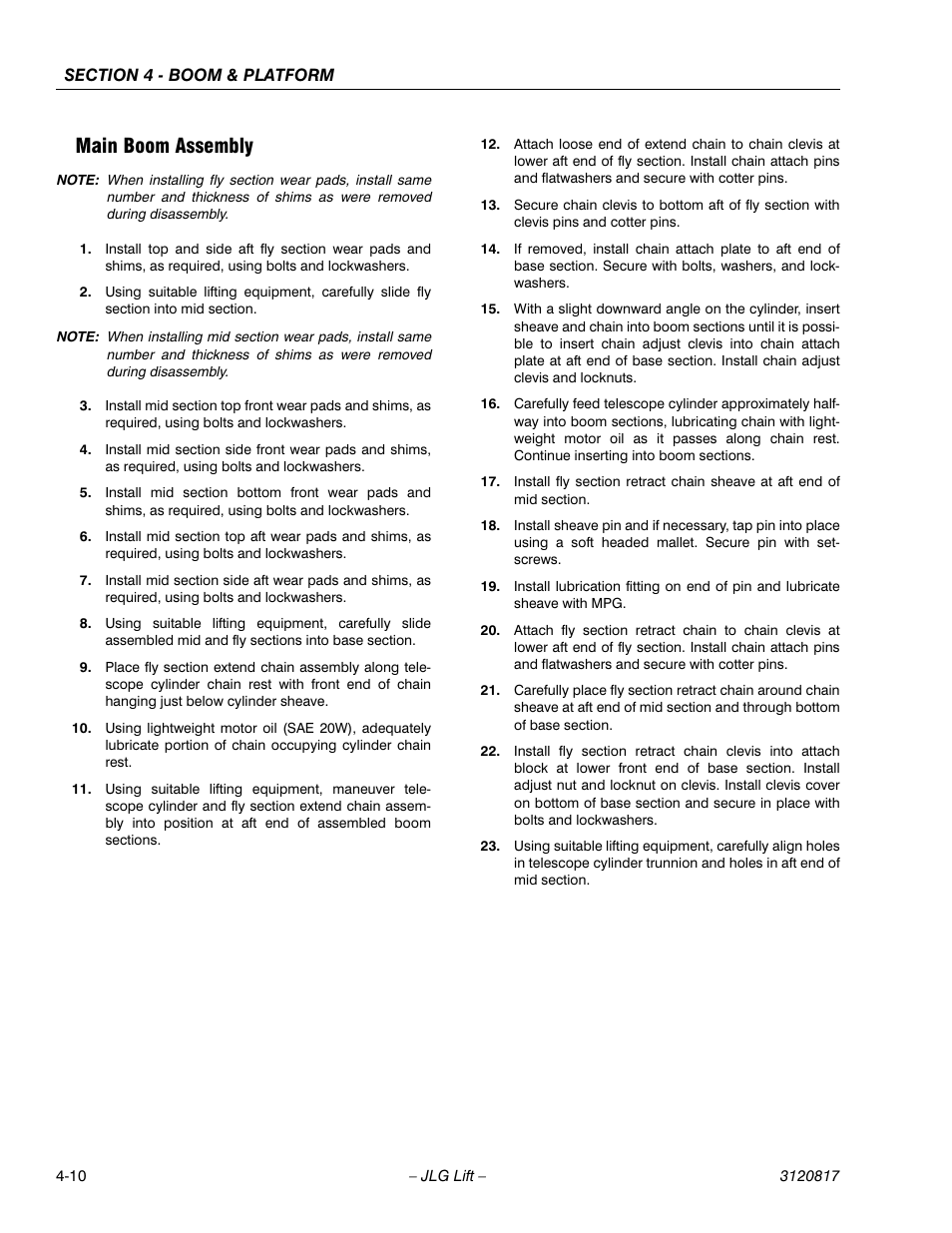 Main boom assembly, Main boom assembly -10 | JLG 150HAX Service Manual User Manual | Page 90 / 156