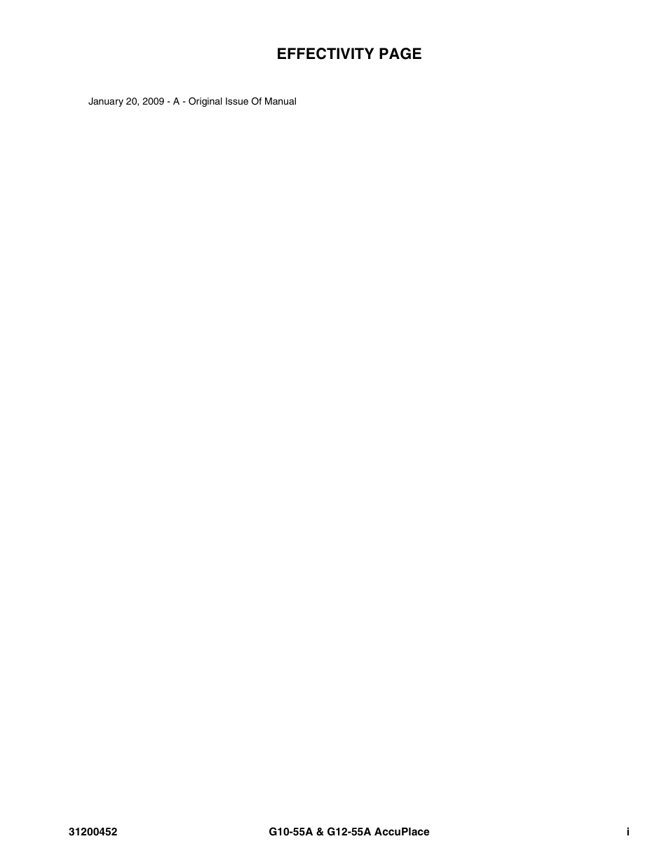 Effectivity, Effectivity page | JLG G12-55A AccuPlace Service Manual User Manual | Page 3 / 230