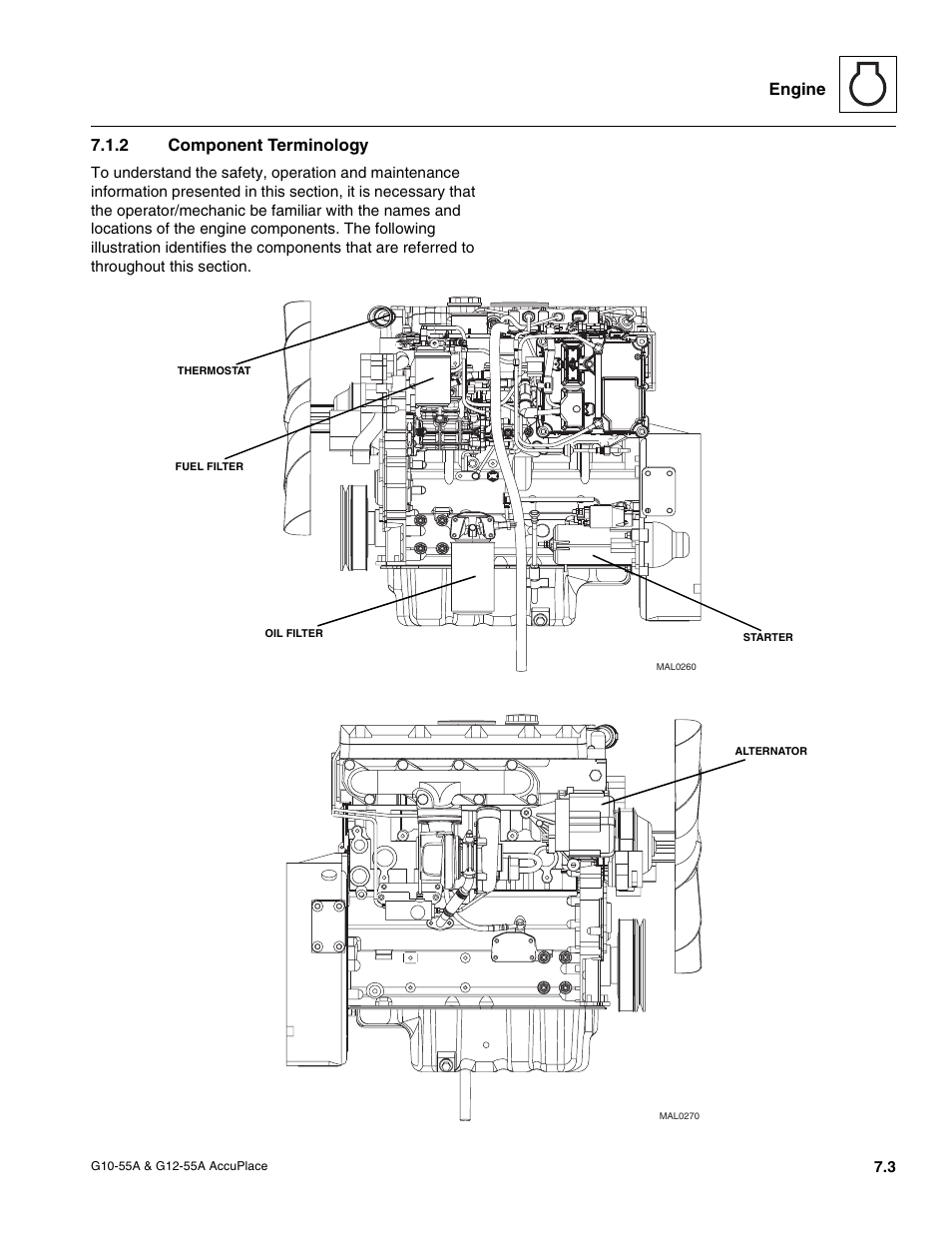 2 component terminology, Component terminology, Engine 7.1.2 component terminology | JLG G12-55A AccuPlace Service Manual User Manual | Page 81 / 230