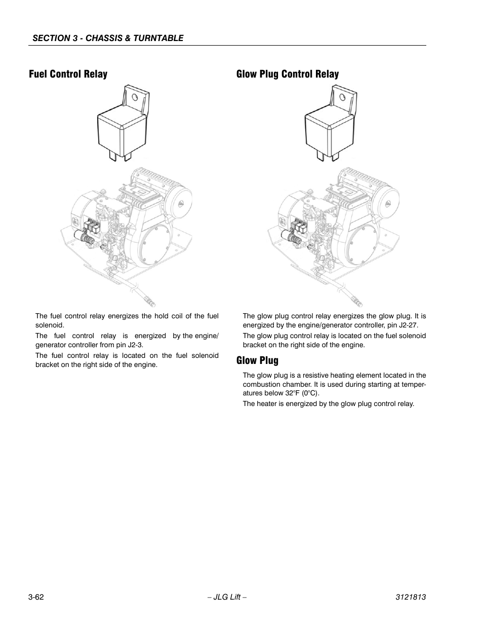 Fuel control relay, Glow plug control relay, Glow plug | JLG M600 Service Manual User Manual | Page 100 / 222