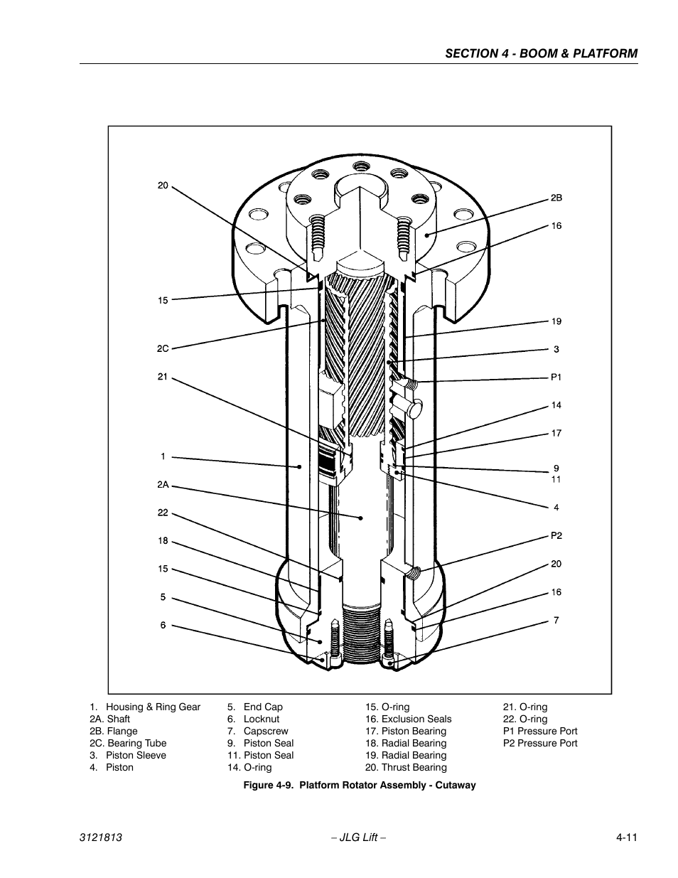 Platform rotator assembly - cutaway -11 | JLG M600 Service Manual User Manual | Page 121 / 222