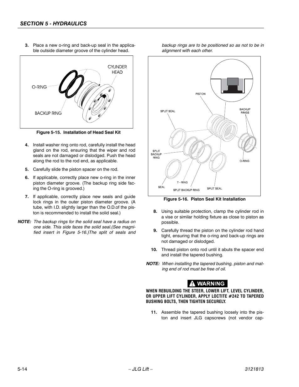 Installation of head seal kit -14, Piston seal kit installation -14 | JLG M600 Service Manual User Manual | Page 158 / 222