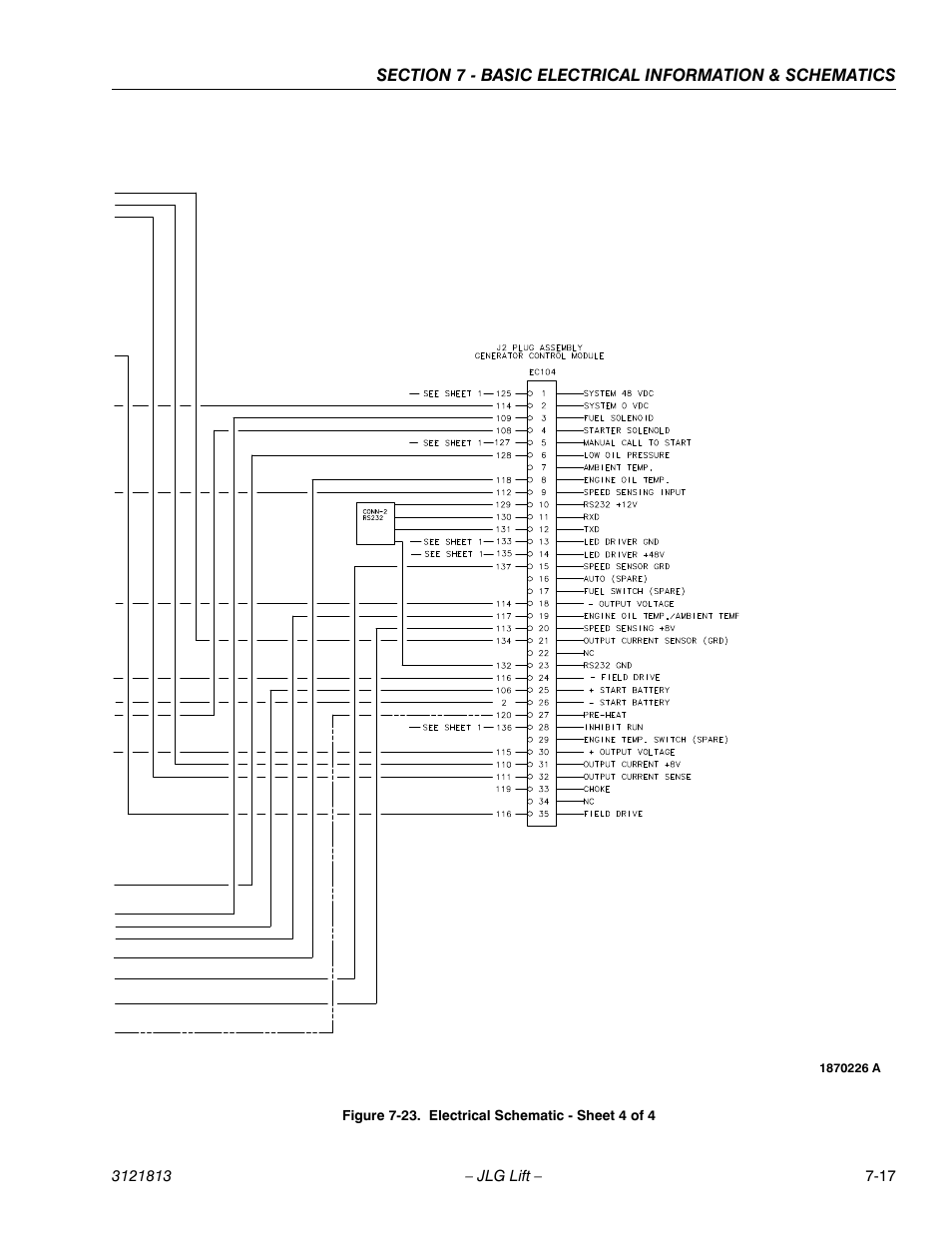 Electrical schematic - sheet 4 of 4 -17 | JLG M600 Service Manual User Manual | Page 217 / 222