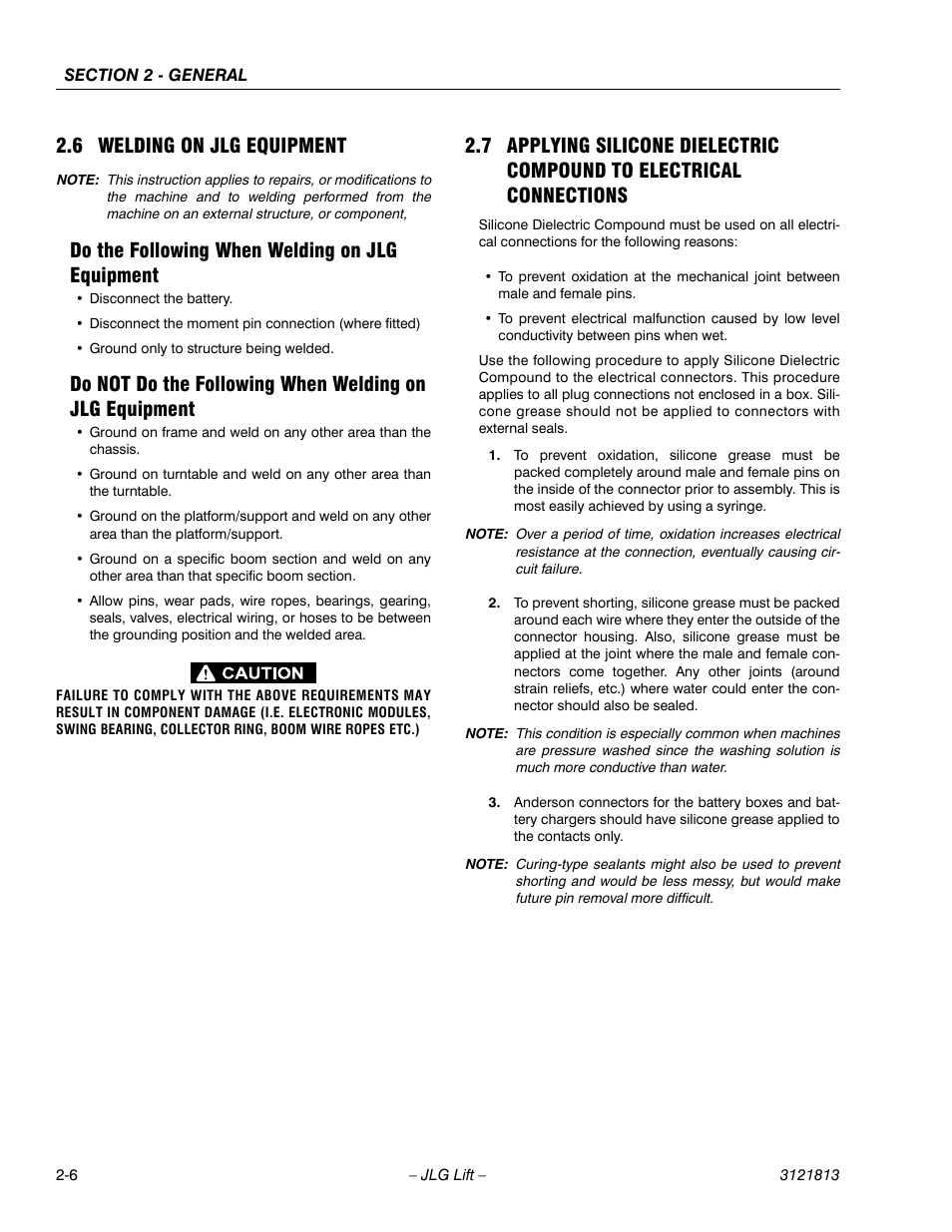 6 welding on jlg equipment, Do the following when welding on jlg equipment, Welding on jlg equipment -6 | JLG M600 Service Manual User Manual | Page 34 / 222