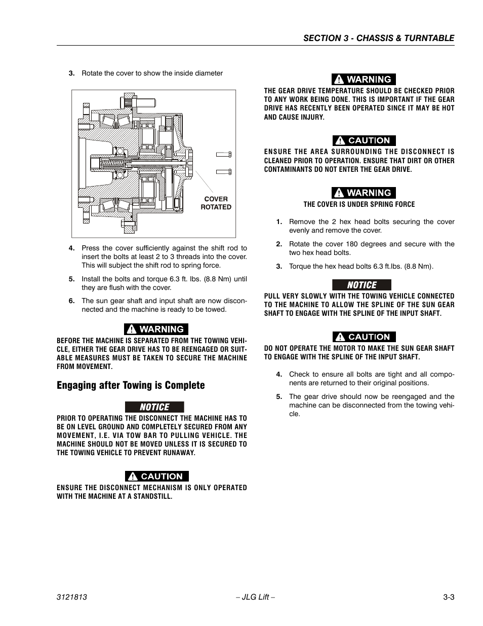 Engaging after towing is complete, Engaging after towing is complete -3 | JLG M600 Service Manual User Manual | Page 41 / 222