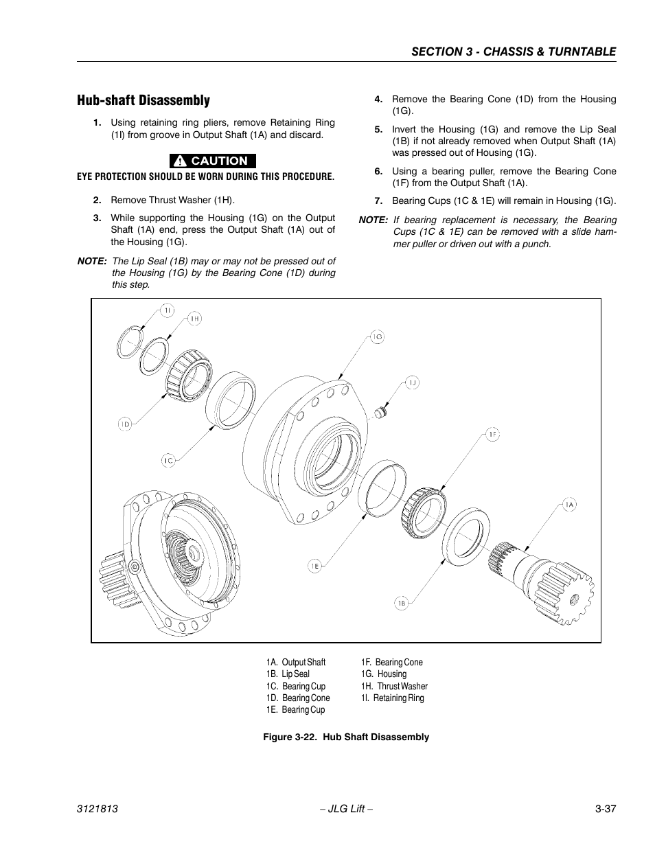 Hub-shaft disassembly, Hub-shaft disassembly -37, Hub shaft disassembly -37 | JLG M600 Service Manual User Manual | Page 75 / 222