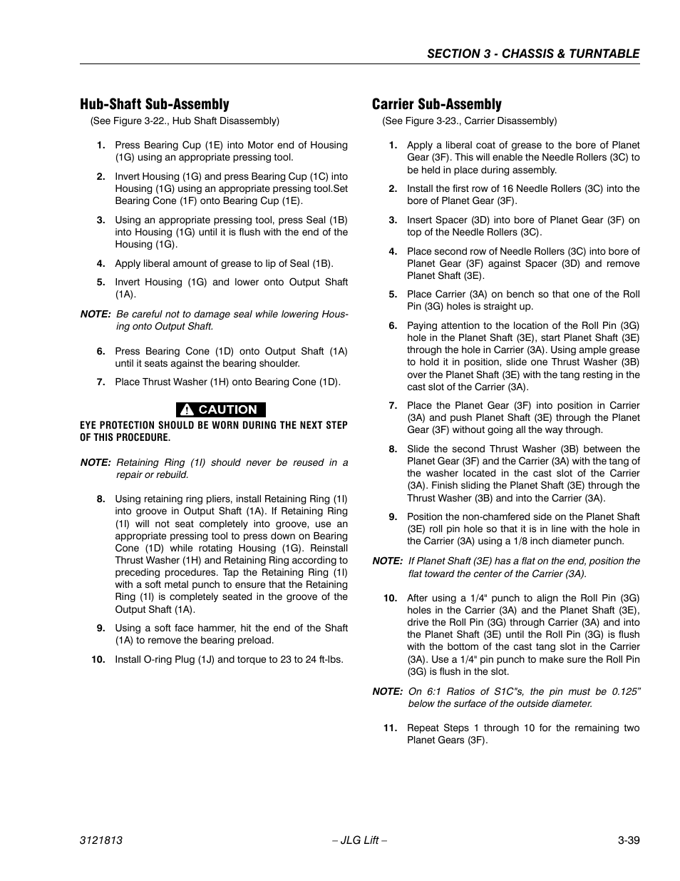 Hub-shaft sub-assembly, Carrier sub-assembly | JLG M600 Service Manual User Manual | Page 77 / 222