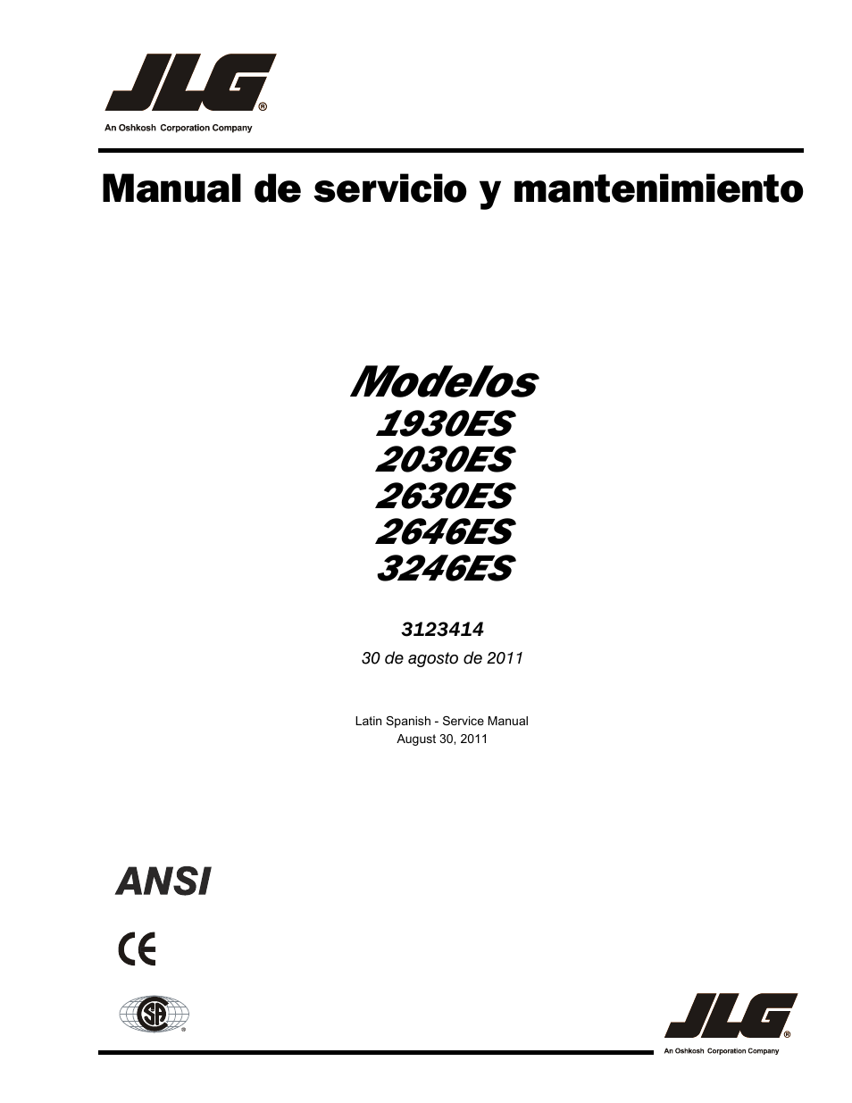 JLG 3246ES Service Manual User Manual | 216 pages