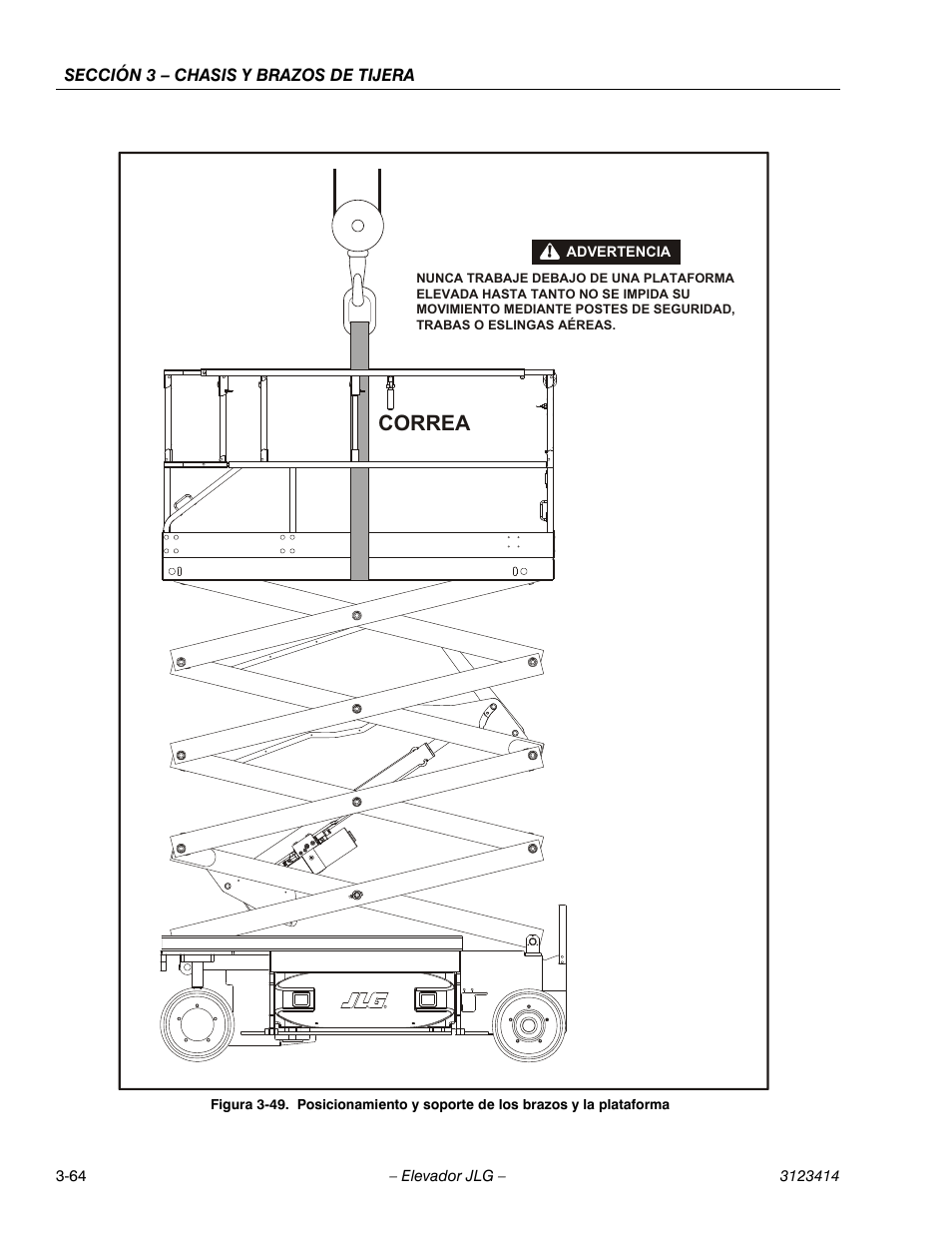 Lb) (ver figura 3-49.), Correa | JLG 3246ES Service Manual User Manual | Page 100 / 216