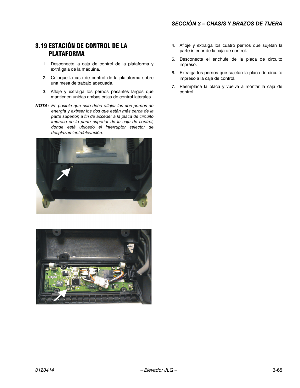 19 estación de control de la plataforma | JLG 3246ES Service Manual User Manual | Page 101 / 216