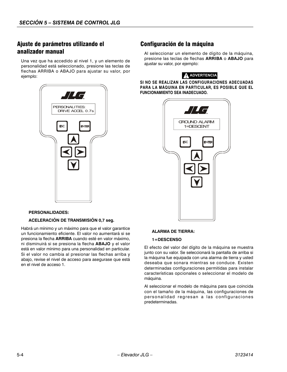 3heading - configuración de la máquina, Configuración de la máquina | JLG 3246ES Service Manual User Manual | Page 124 / 216