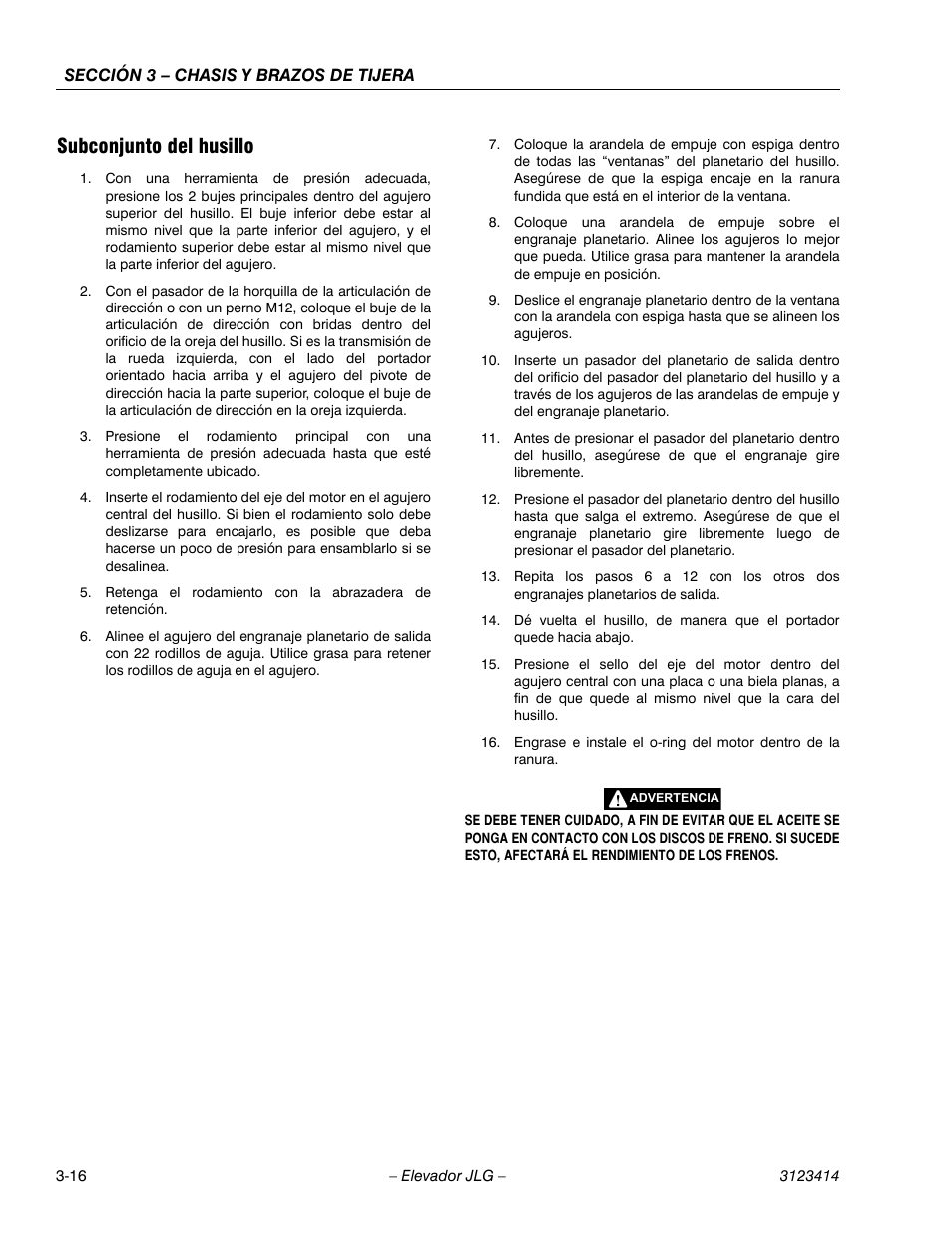 3heading - subconjunto del husillo, Subconjunto del husillo | JLG 3246ES Service Manual User Manual | Page 52 / 216