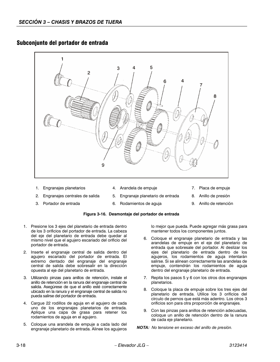 3heading - subconjunto del portador de entrada, Subconjunto del portador de entrada | JLG 3246ES Service Manual User Manual | Page 54 / 216