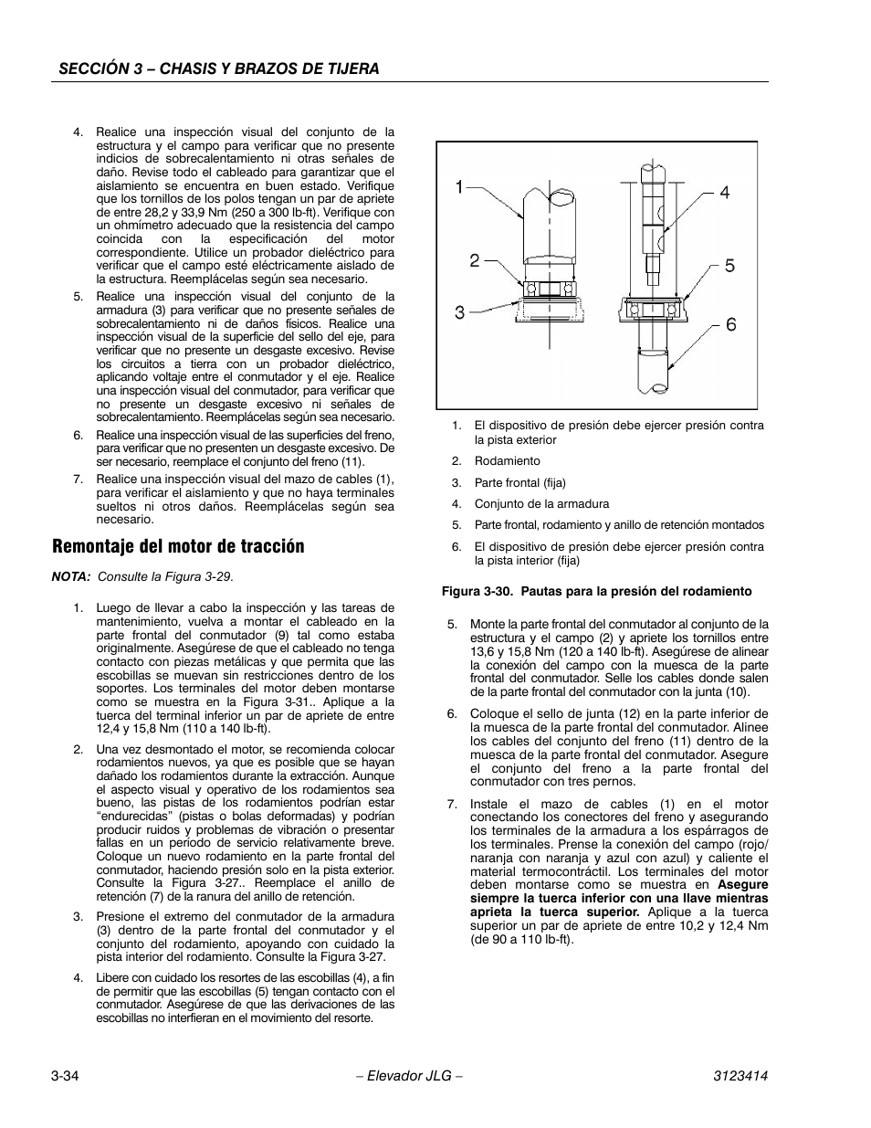 3heading - remontaje del motor de tracción, Remontaje del motor de tracción, Sección 3 – chasis y brazos de tijera | JLG 3246ES Service Manual User Manual | Page 70 / 216