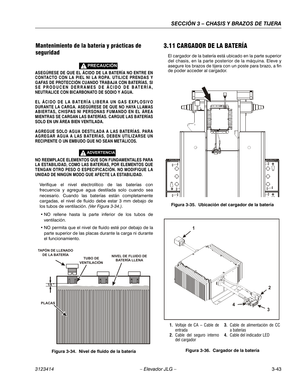 2heading - 3.11 cargador de la batería, Figureno - figura 3-36. cargador de la batería, 11 cargador de la batería | JLG 3246ES Service Manual User Manual | Page 79 / 216