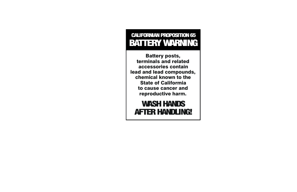 Battery warning, Wash hands after handling | JLG 19AMI Operator Manual User Manual | Page 67 / 68