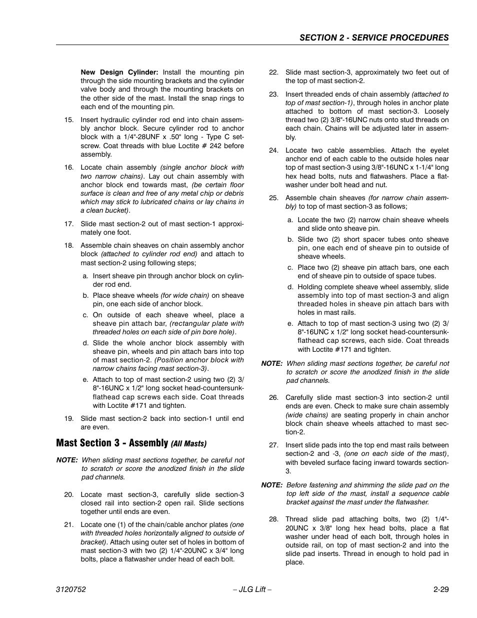 Mast section 3 - assembly (all masts), Mast section 3 - assembly (all masts) -29 | JLG 41AM (3120752) Service Manual User Manual | Page 53 / 84