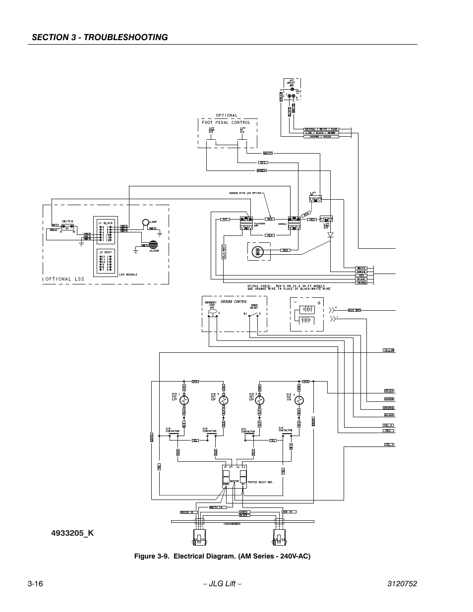 Electrical diagram. (am series - 240v-ac) -16 | JLG 41AM (3120752) Service Manual User Manual | Page 78 / 84