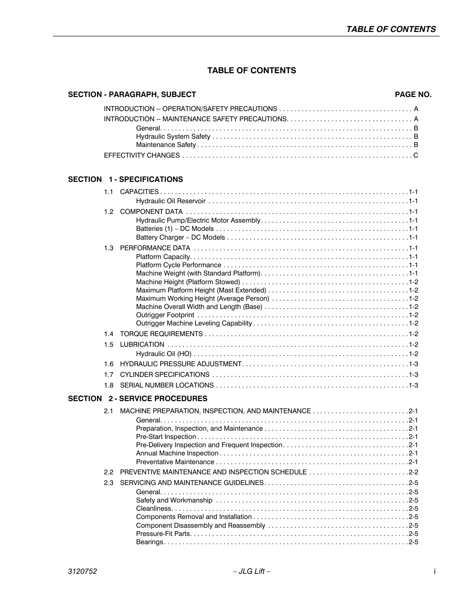 JLG 41AM (3120752) Service Manual User Manual | Page 9 / 84