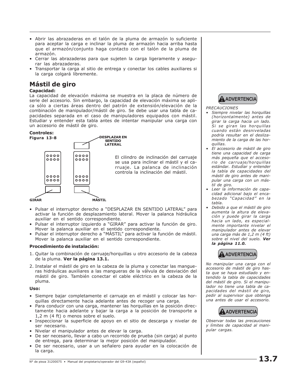 Mástil de giro | JLG G10-43A (0160005444 & After) Operator Manual User Manual | Page 43 / 56